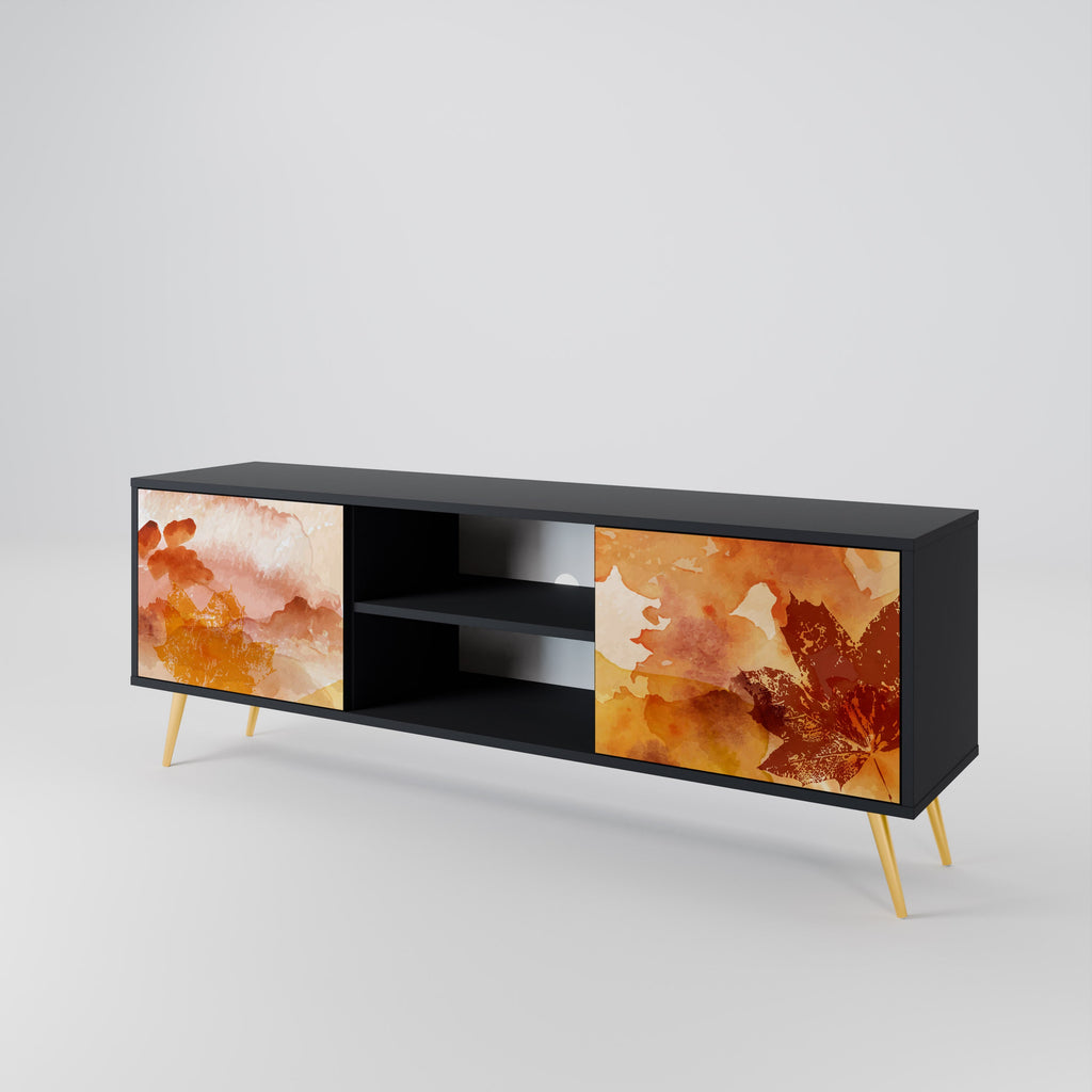 TRACES OF AUTUMN Móvel de TV com 2 Portas em Acabamento Preto