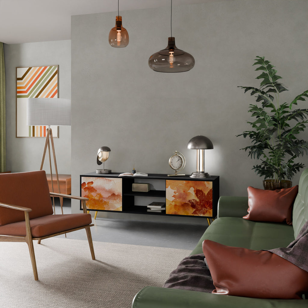 TRACES OF AUTUMN Móvel de TV com 2 Portas em Acabamento Preto