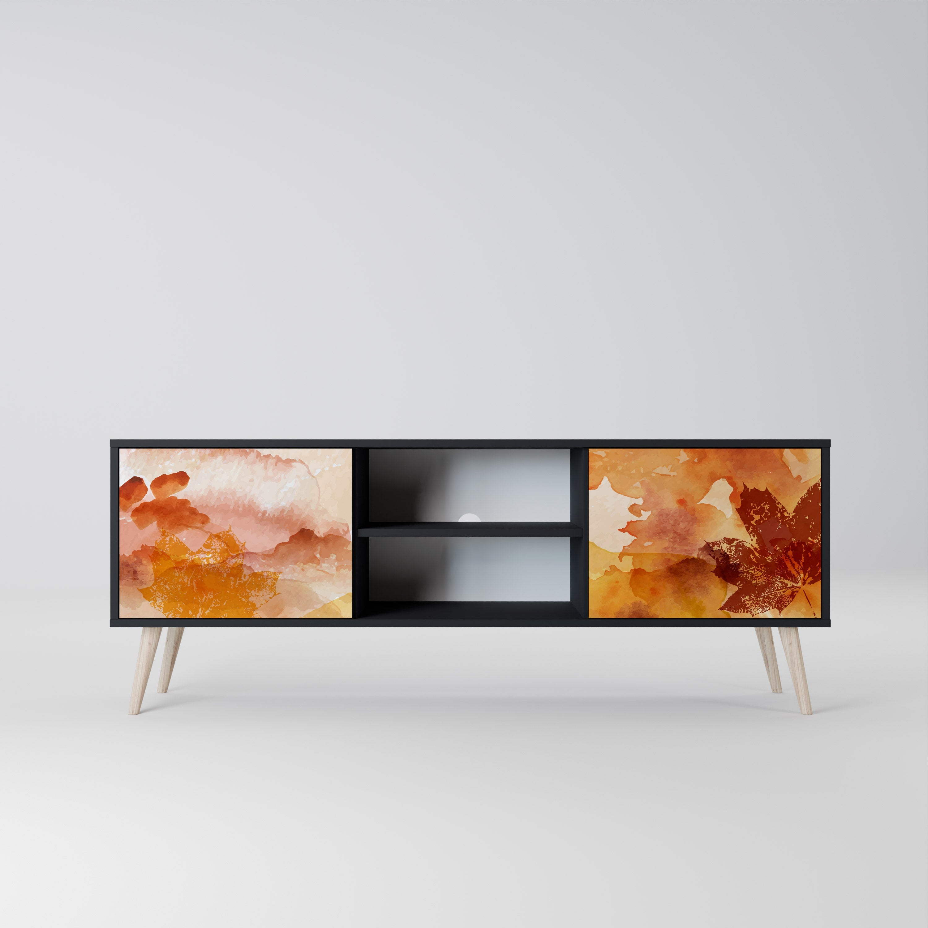 TRACES OF AUTUMN Móvel de TV com 2 Portas em Acabamento Preto