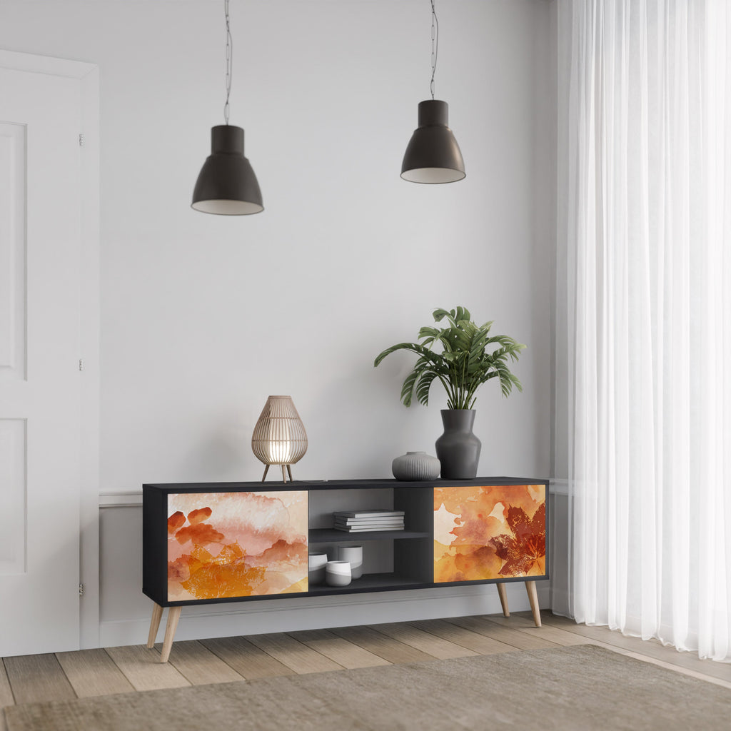 TRACES OF AUTUMN Móvel de TV com 2 Portas em Acabamento Preto