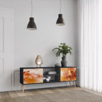 TRACES OF AUTUMN Móvel de TV com 2 Portas em Acabamento Preto