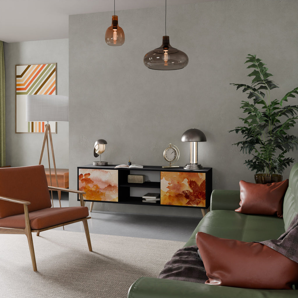 TRACES OF AUTUMN Móvel de TV com 2 Portas em Acabamento Preto