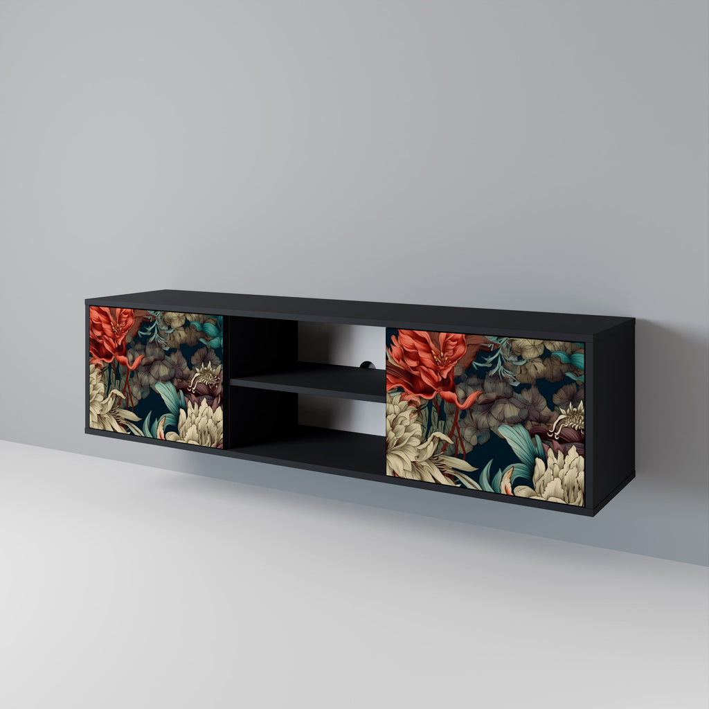 SPROUTING GRACE Móvel de TV com 2 Portas em Acabamento Preto