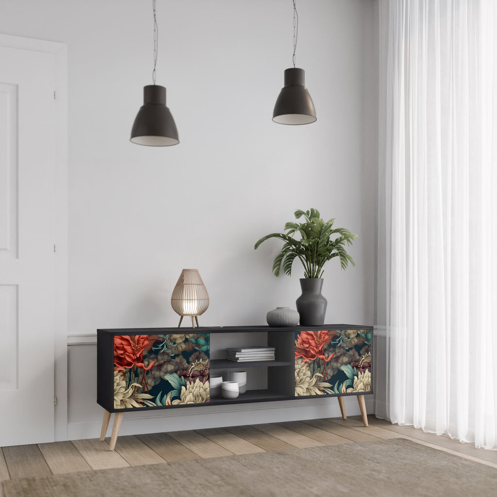 SPROUTING GRACE Móvel de TV com 2 Portas em Acabamento Preto