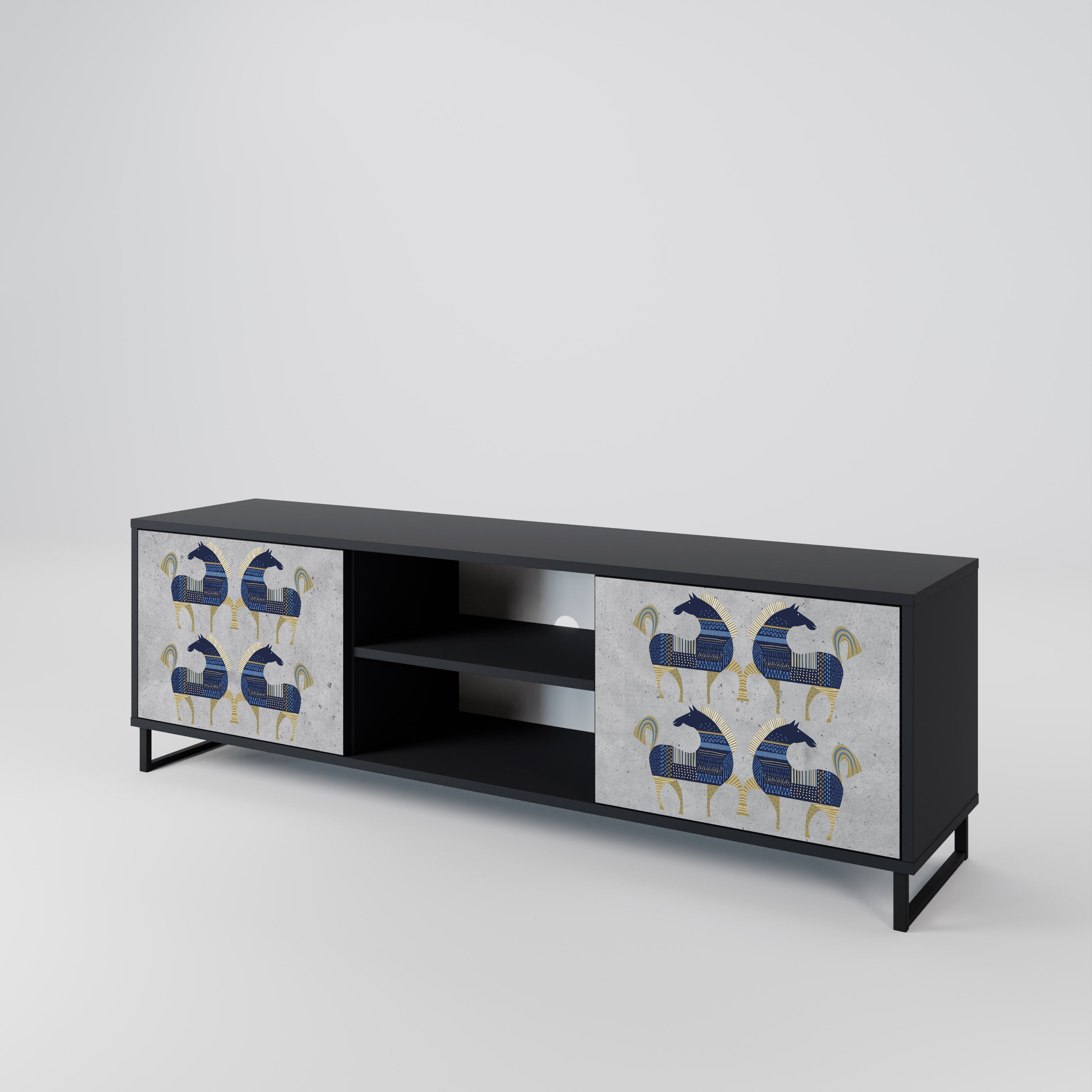 MAJESTIC STEED 2-Door TV Stand in Black Finish