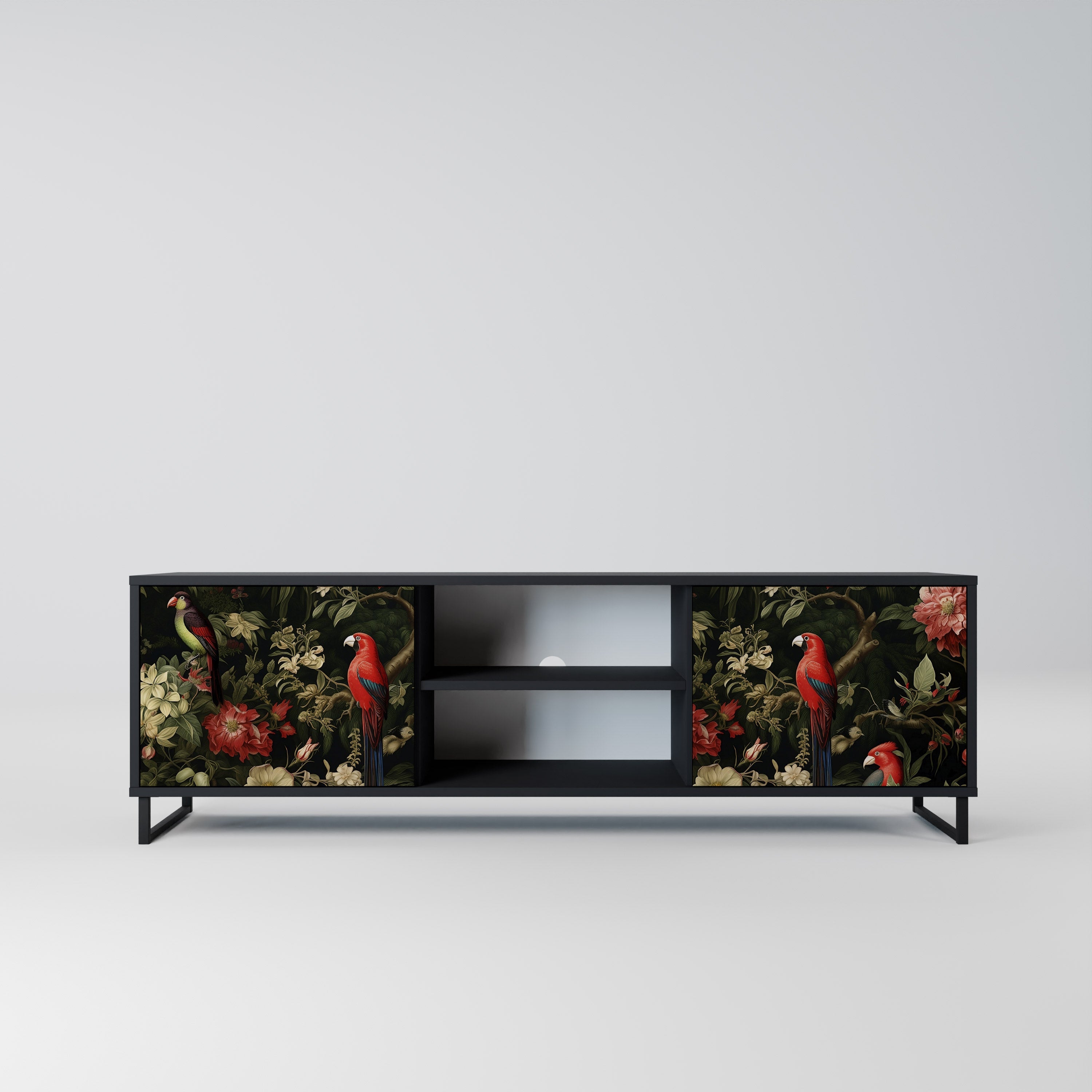 AVIAN GREENERY Móvel de TV com 2 Portas em Acabamento Preto