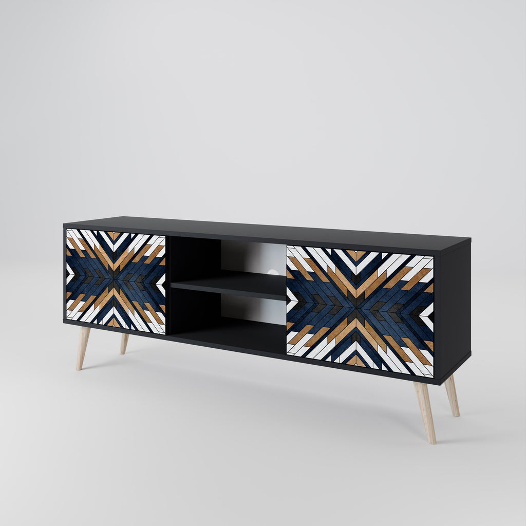 ARTFUL GEOMETRY Móvel de TV com 2 Portas em Acabamento Preto