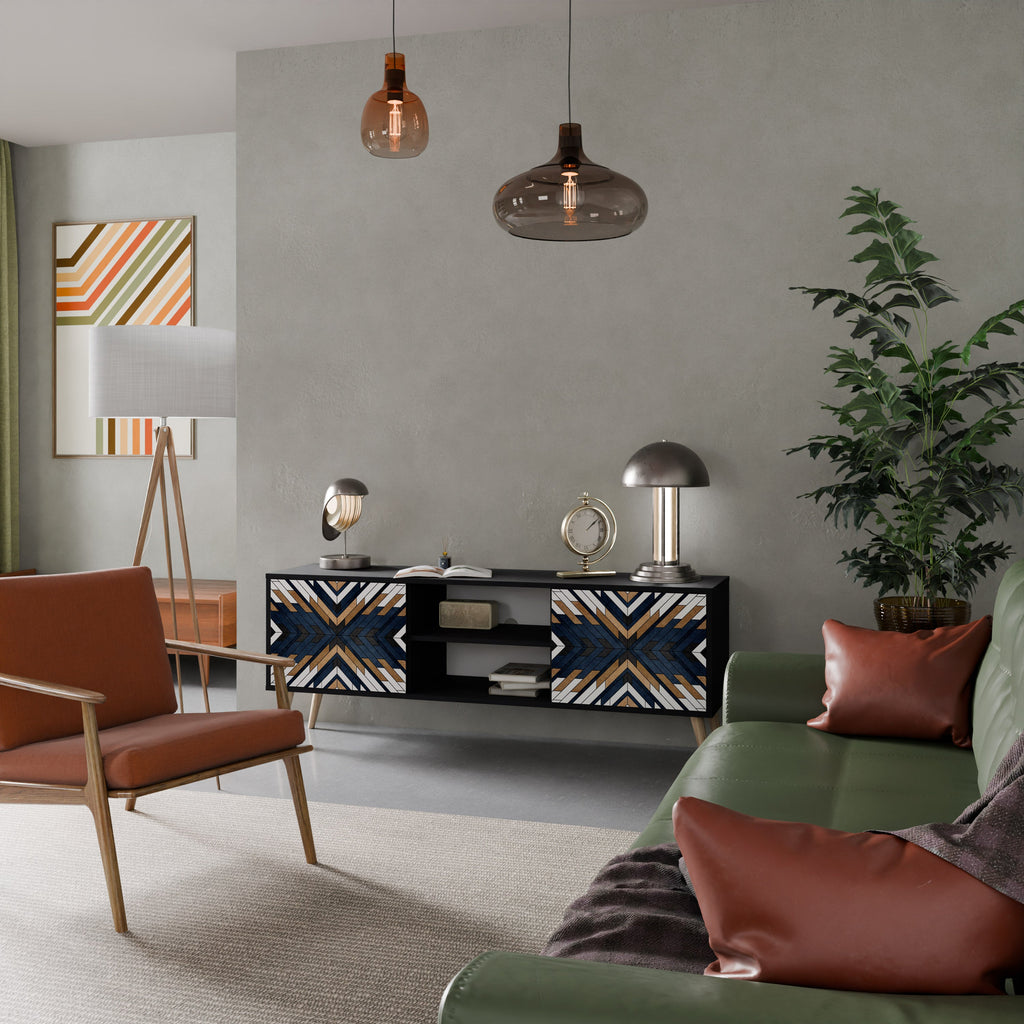 ARTFUL GEOMETRY Móvel de TV com 2 Portas em Acabamento Preto