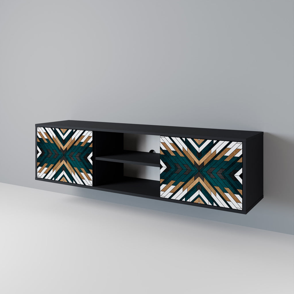 ARTISTIC GEOMETRY Móvel de TV com 2 Portas em Acabamento Preto