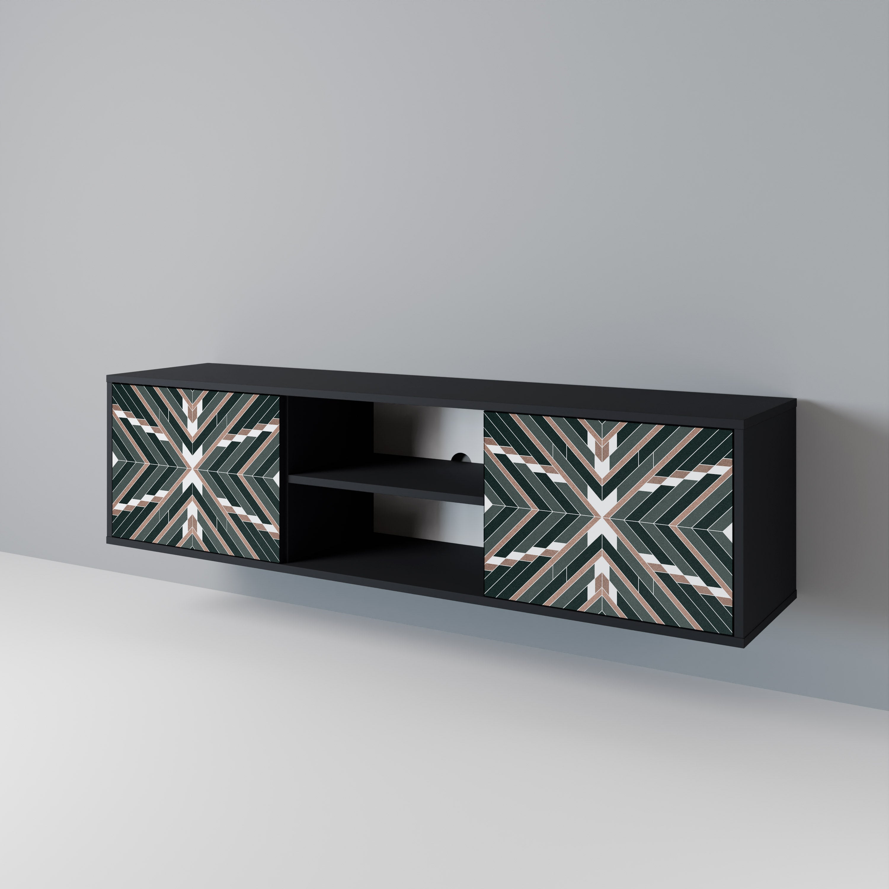 DIMENSION DELIGHTS Móvel de TV com 2 Portas em Acabamento Preto