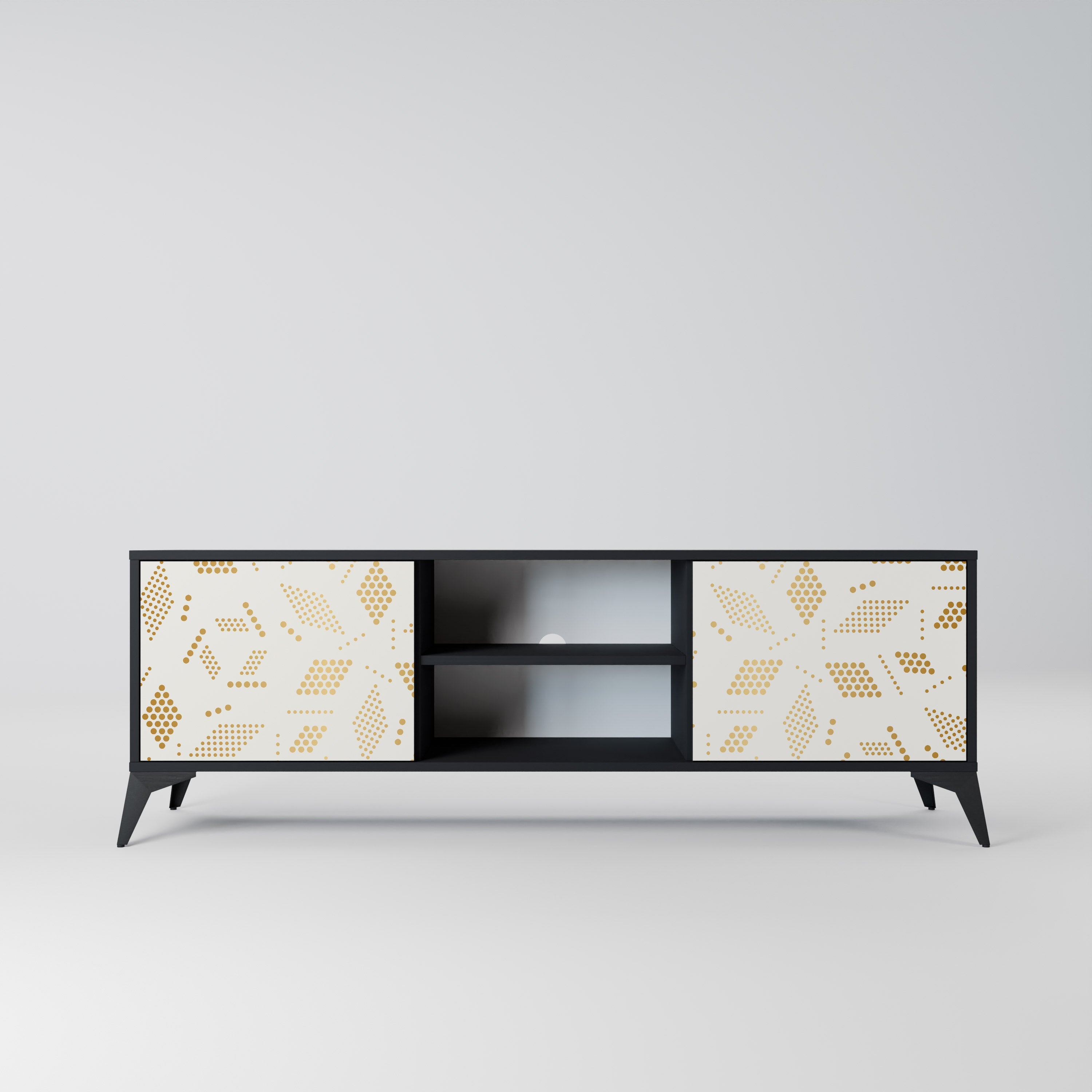 SPOTTED DAZE Móvel de TV com 2 Portas em Acabamento Preto