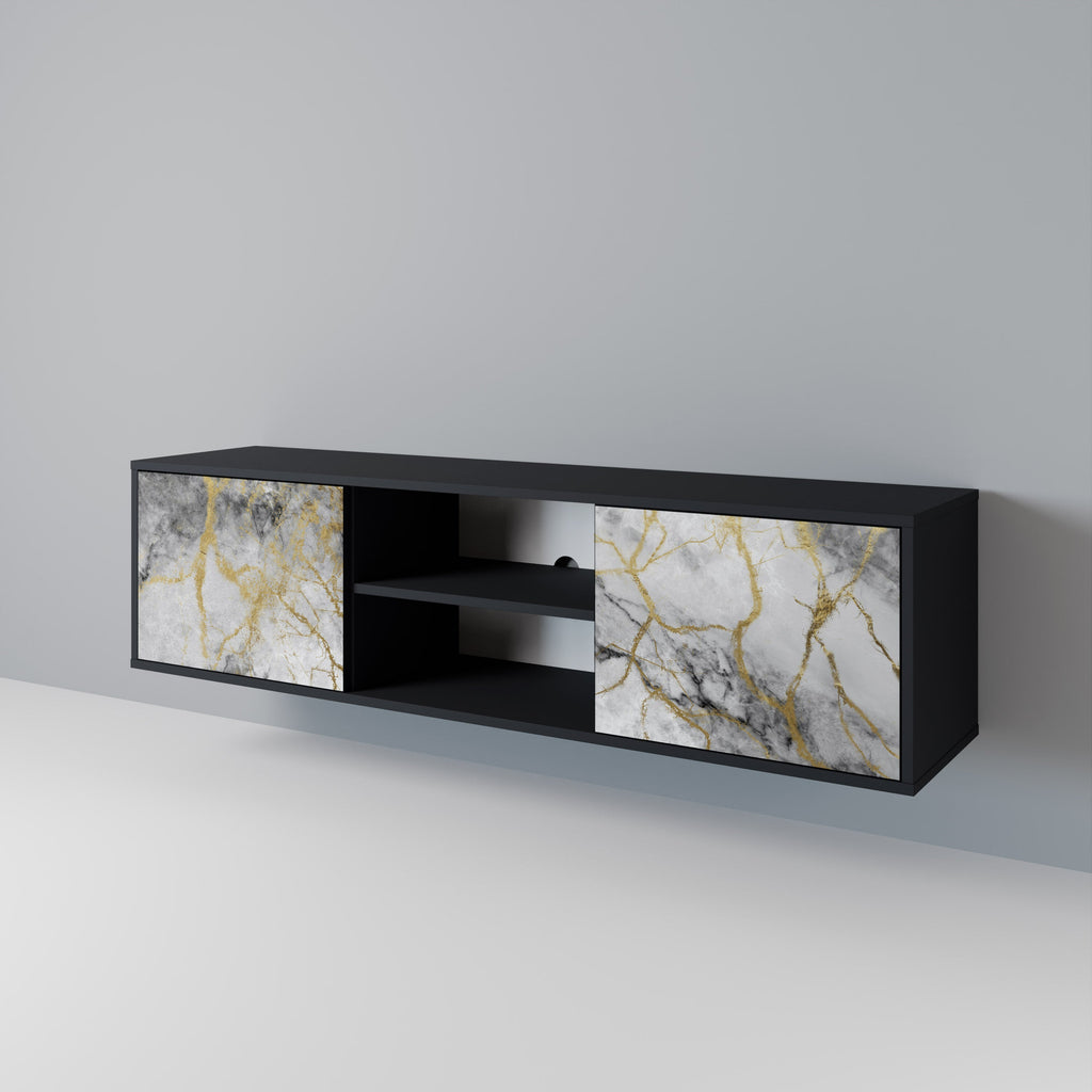 TIMELESS GLIDE Móvel de TV com 2 Portas em Acabamento Preto