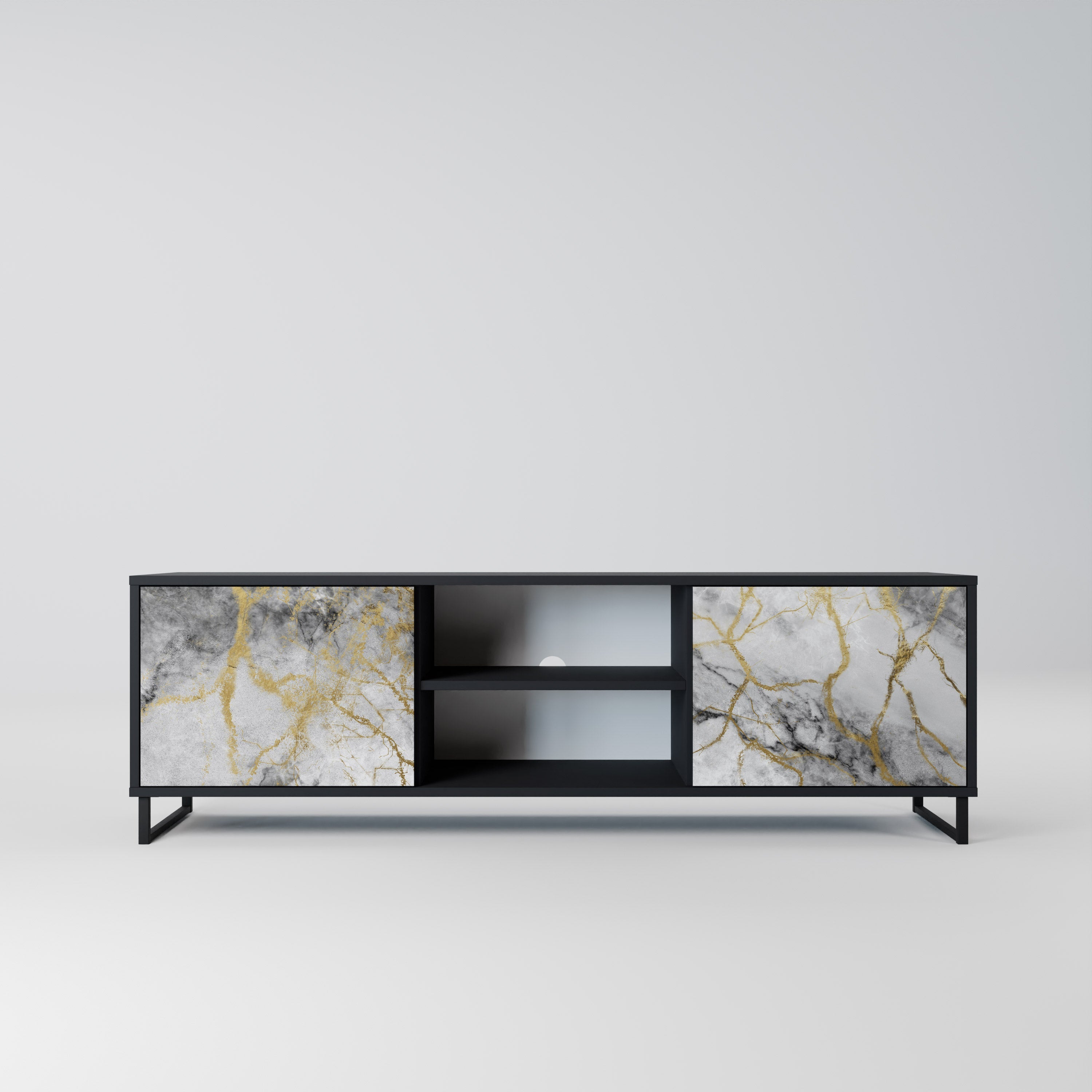 TIMELESS GLIDE Móvel de TV com 2 Portas em Acabamento Preto