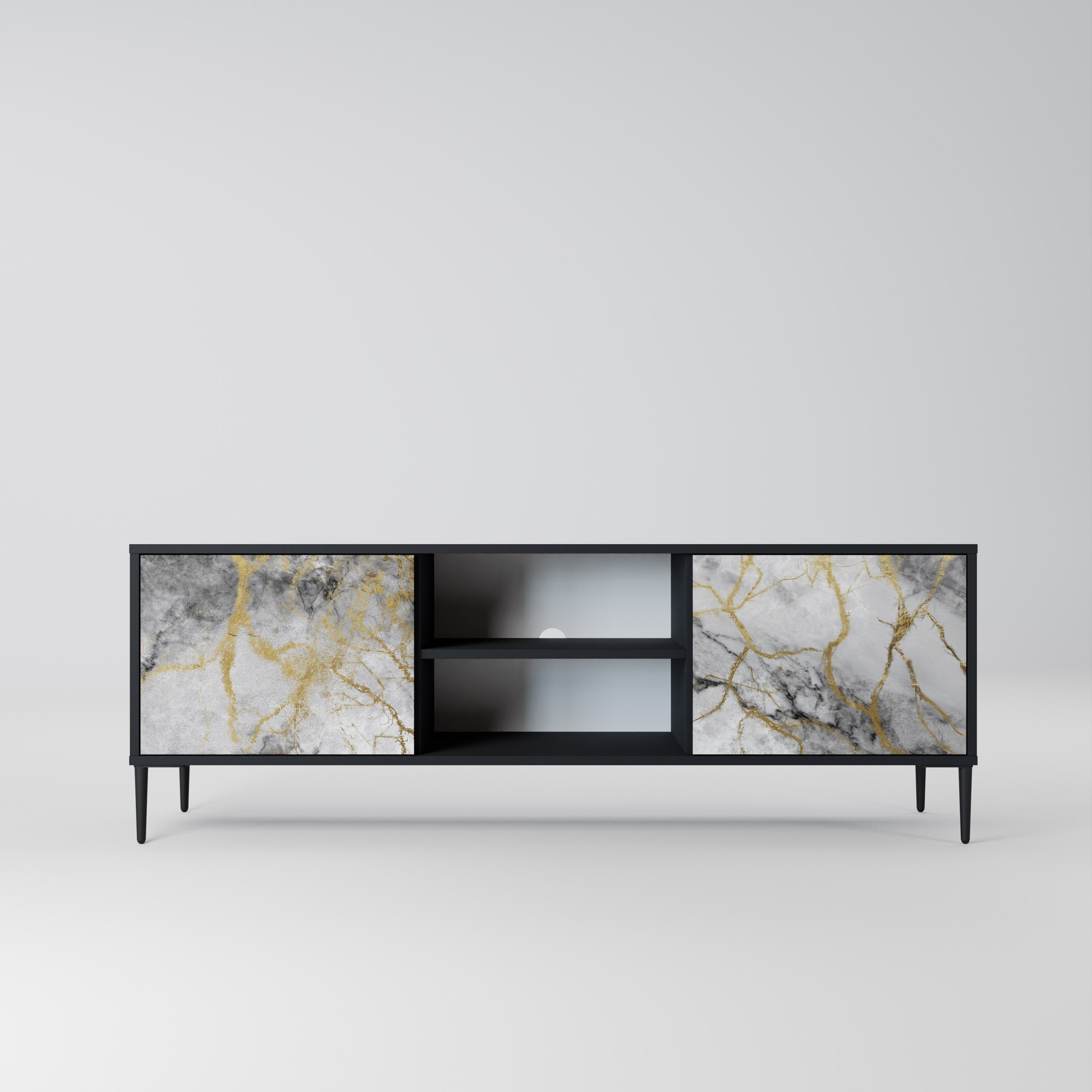 TIMELESS GLIDE Móvel de TV com 2 Portas em Acabamento Preto