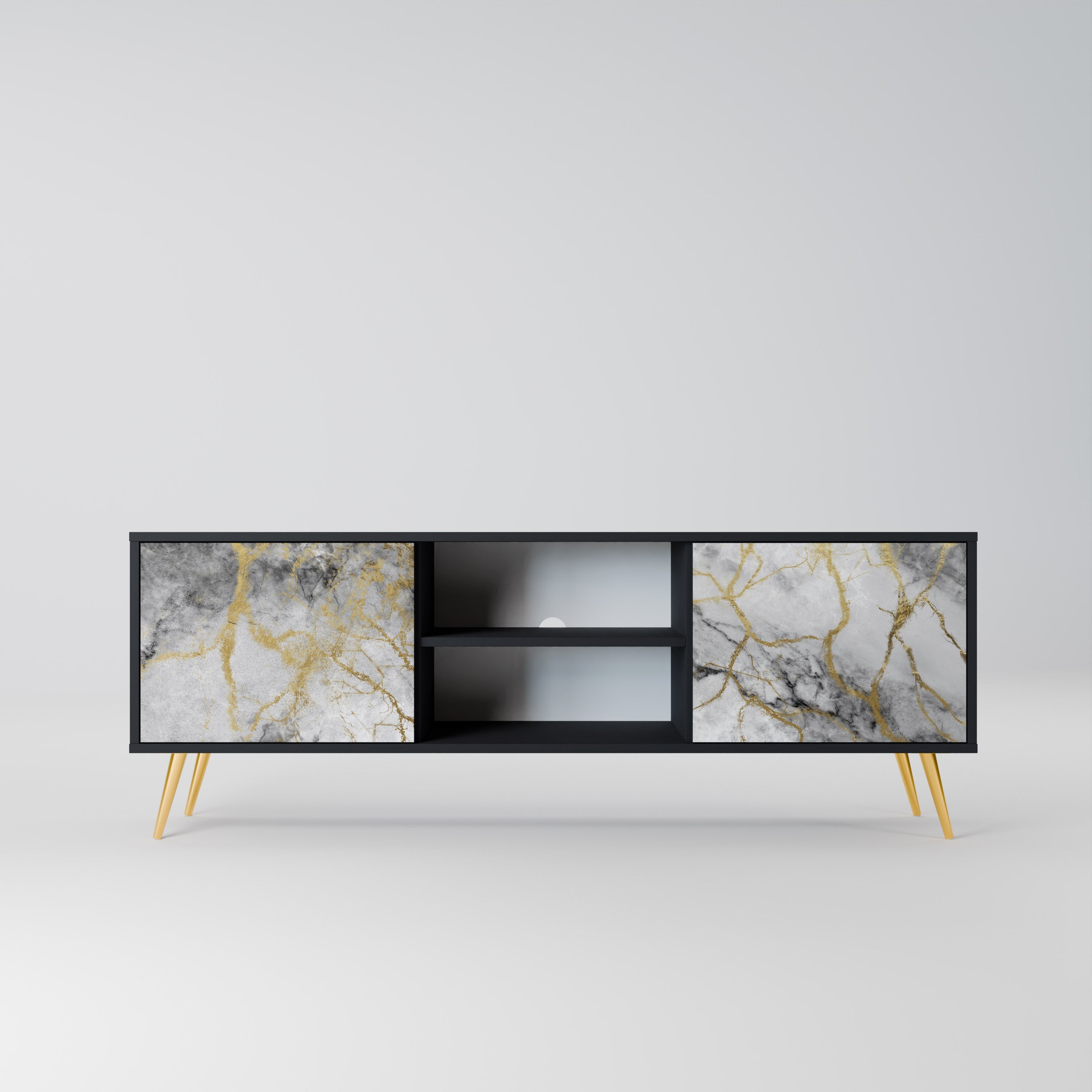 TIMELESS GLIDE Móvel de TV com 2 Portas em Acabamento Preto