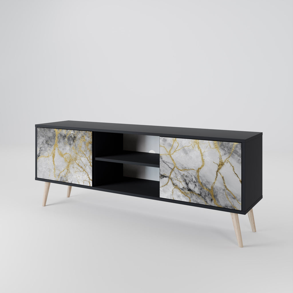 TIMELESS GLIDE Móvel de TV com 2 Portas em Acabamento Preto