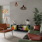 COLORFUL TRIANGLES Móvel de TV com 2 Portas em Acabamento Preto