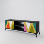 COLORFUL TRIANGLES Móvel de TV com 2 Portas em Acabamento Preto