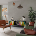 COLORFUL TRIANGLES Móvel de TV com 2 Portas em Acabamento Preto