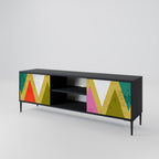COLORFUL TRIANGLES Móvel de TV com 2 Portas em Acabamento Preto