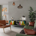 COLORFUL TRIANGLES Móvel de TV com 2 Portas em Acabamento Preto