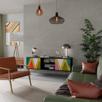 COLORFUL TRIANGLES Móvel de TV com 2 Portas em Acabamento Preto