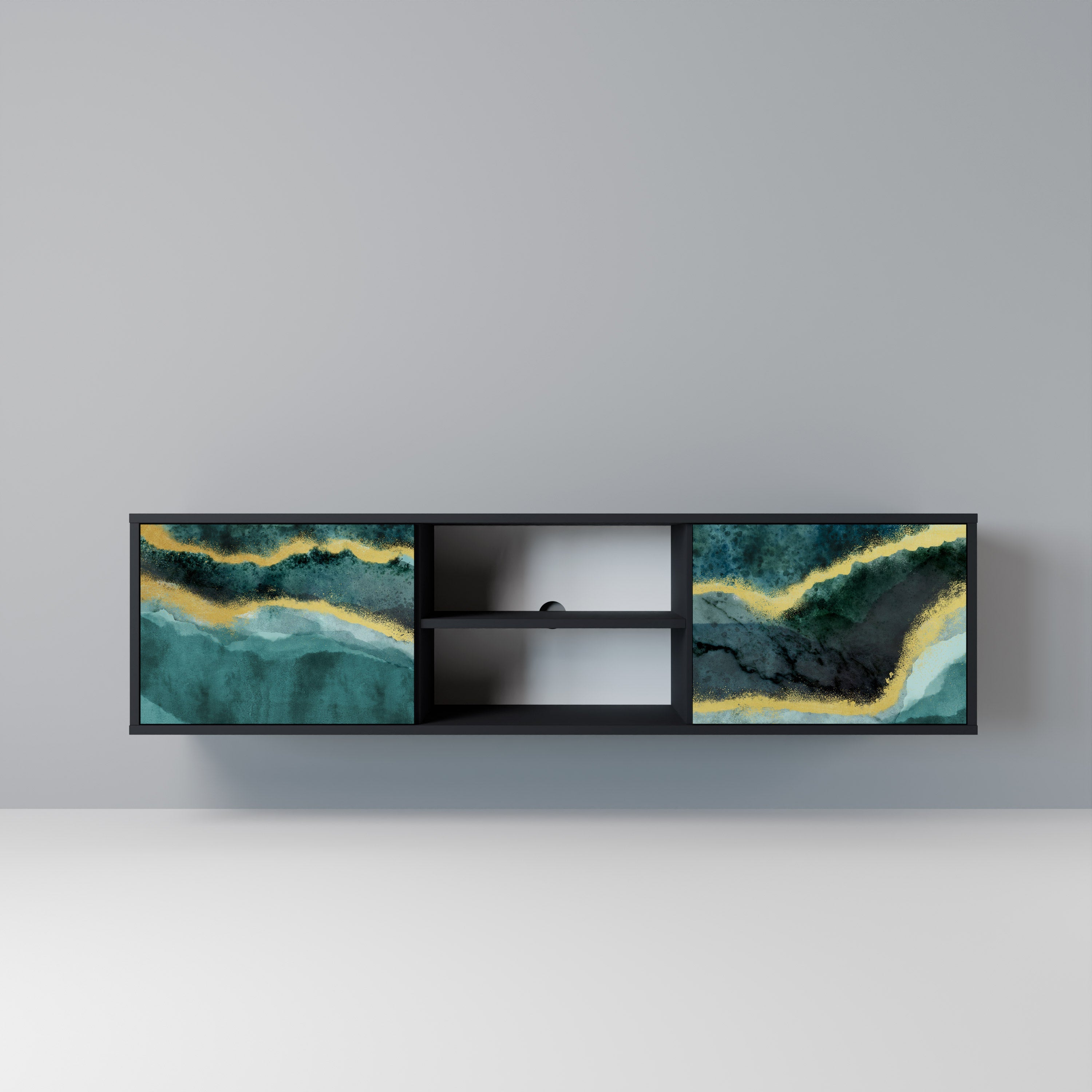 GOLDRUSH ODYSSEY Móvel de TV com 2 Portas em Acabamento Preto