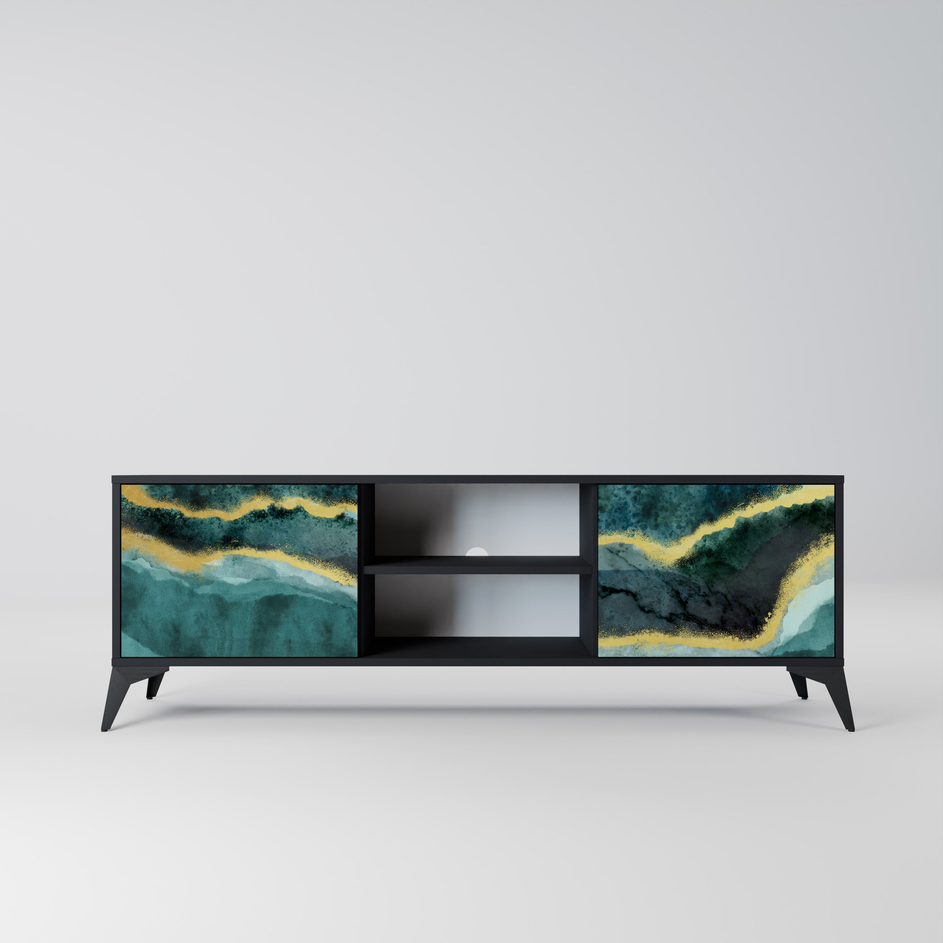 GOLDRUSH ODYSSEY Móvel de TV com 2 Portas em Acabamento Preto