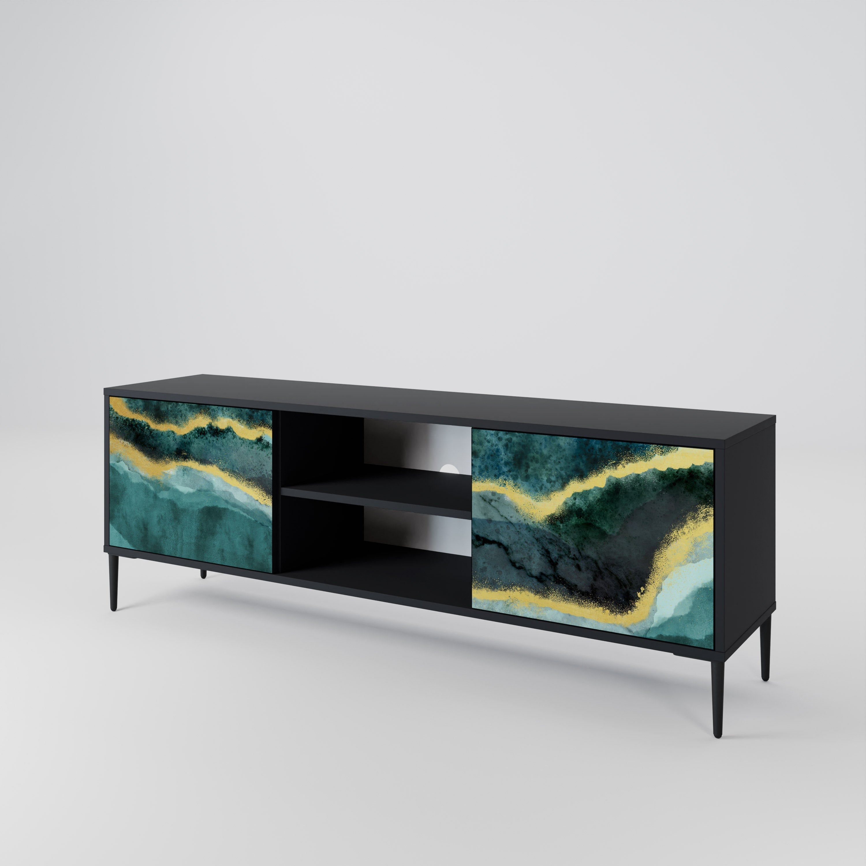 GOLDRUSH ODYSSEY Móvel de TV com 2 Portas em Acabamento Preto