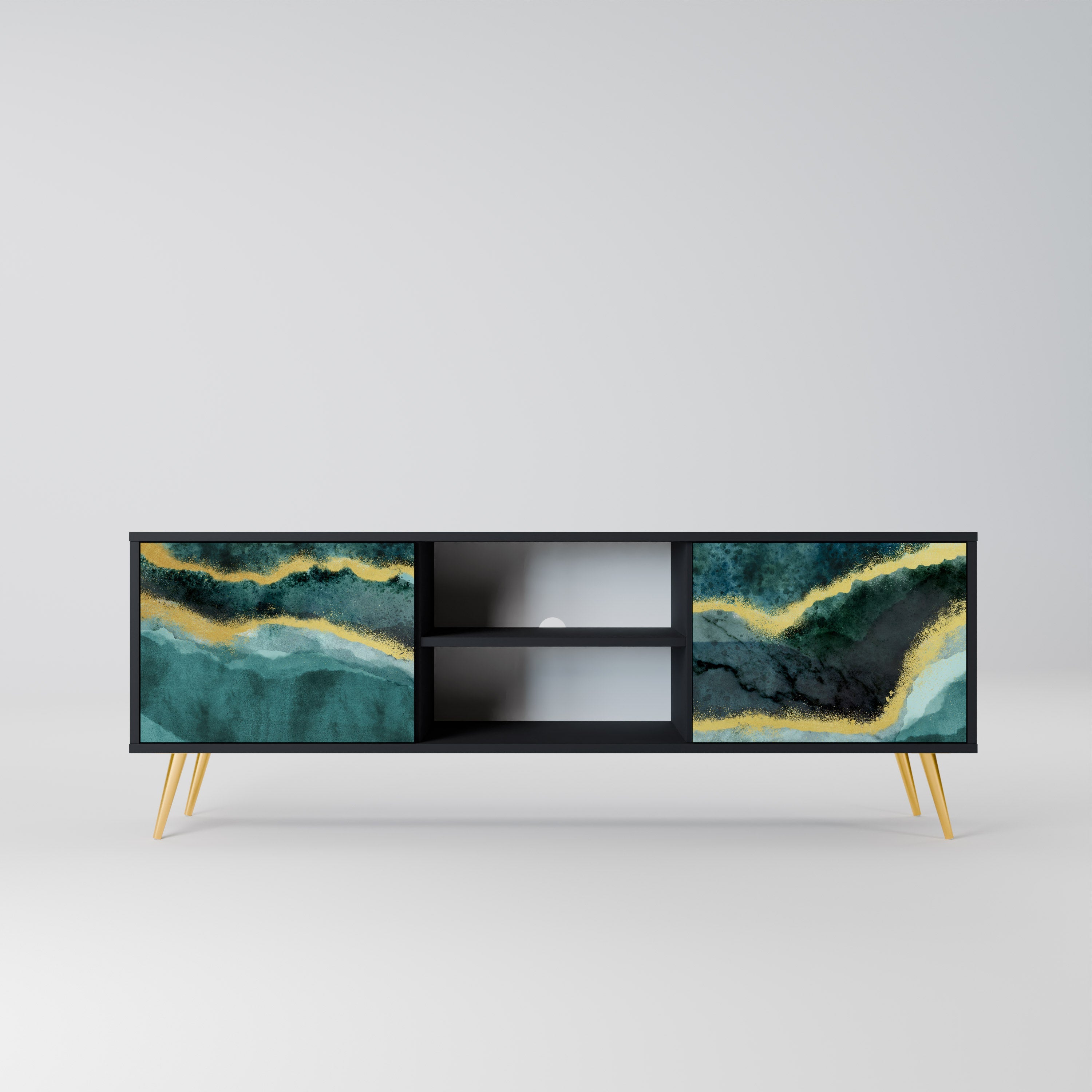 GOLDRUSH ODYSSEY Móvel de TV com 2 Portas em Acabamento Preto