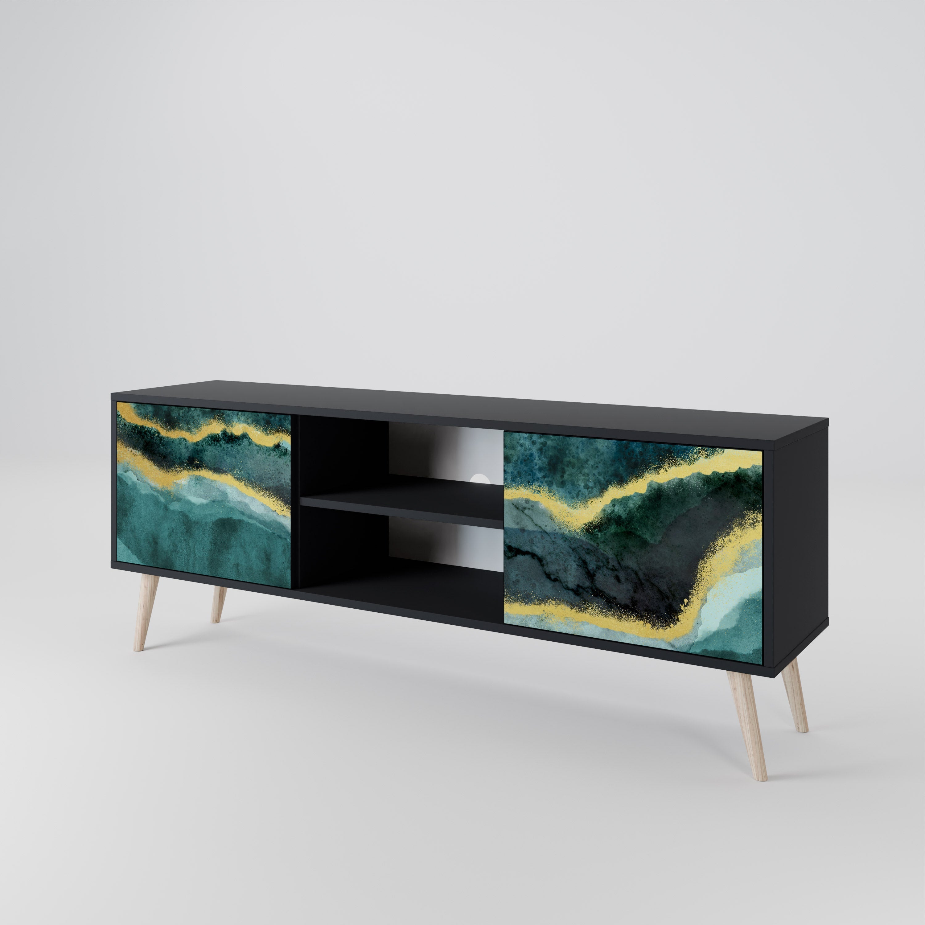 GOLDRUSH ODYSSEY 2-Door TV Stand in Black Finish