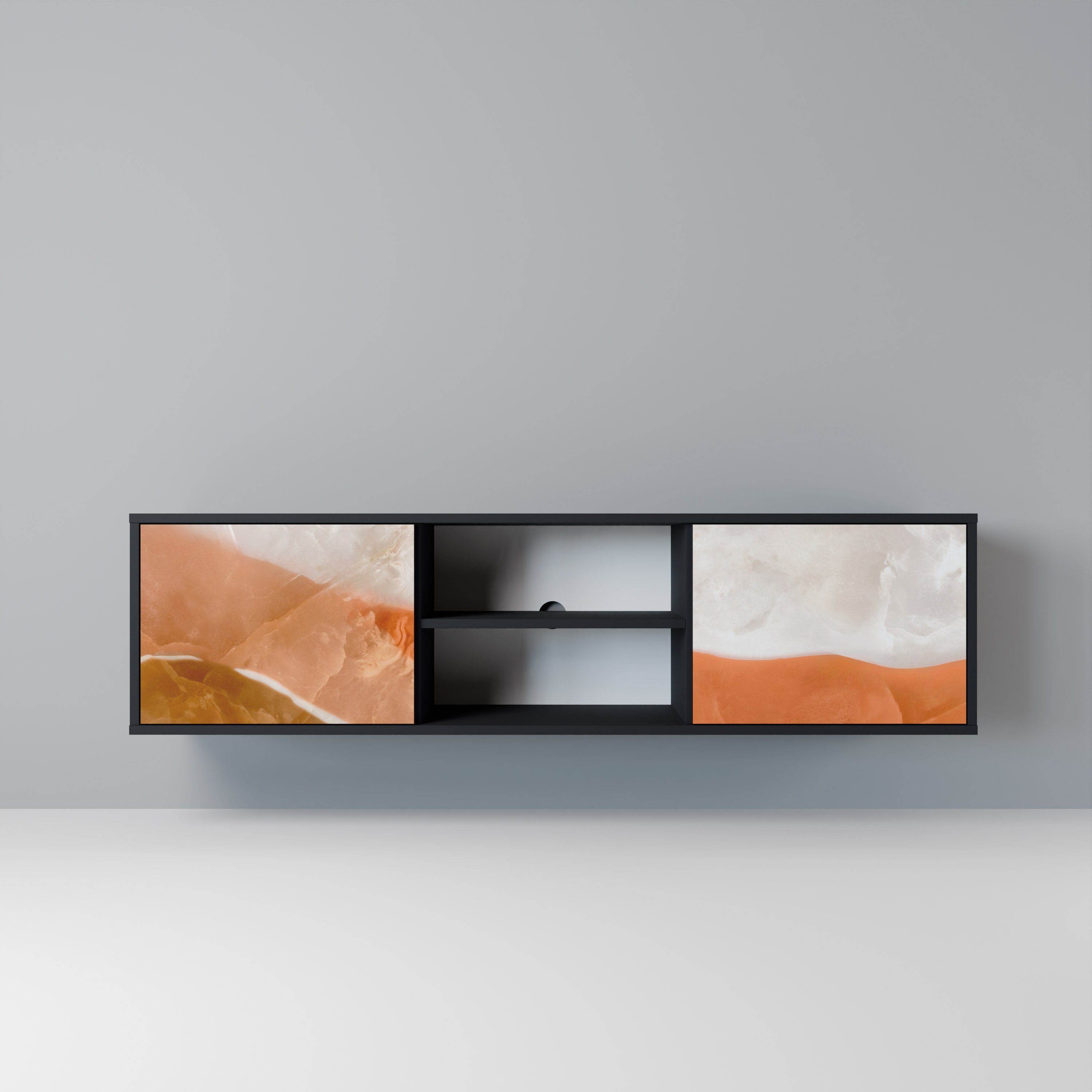 SANDHILLS SPLENDOUR Móvel de TV com 2 Portas em Acabamento Preto