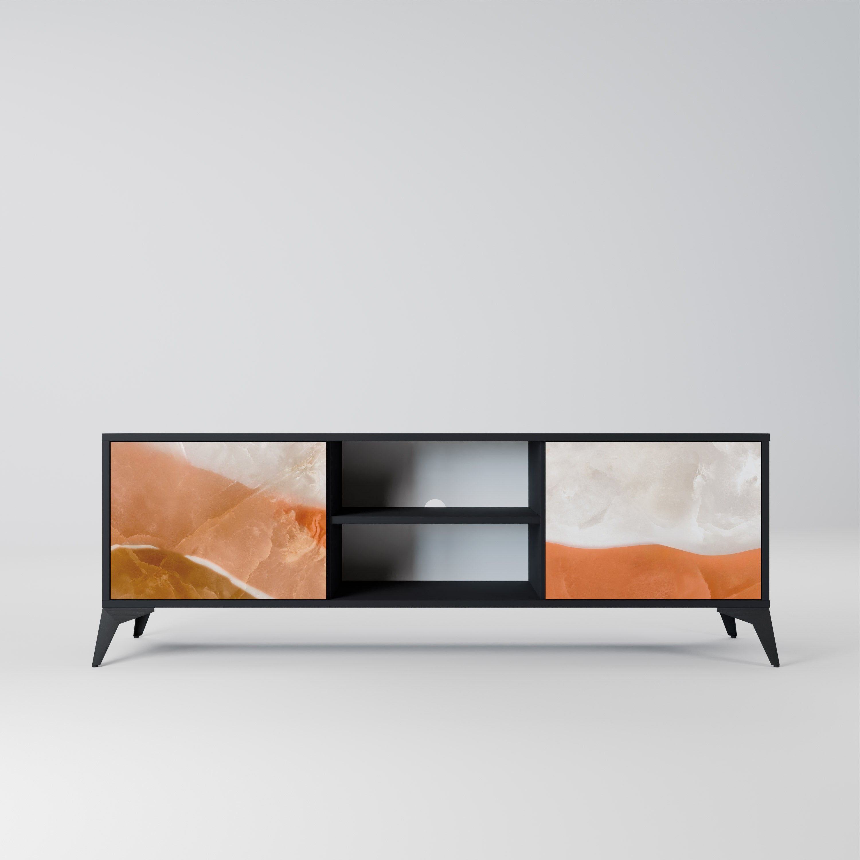 SANDHILLS SPLENDOUR Móvel de TV com 2 Portas em Acabamento Preto