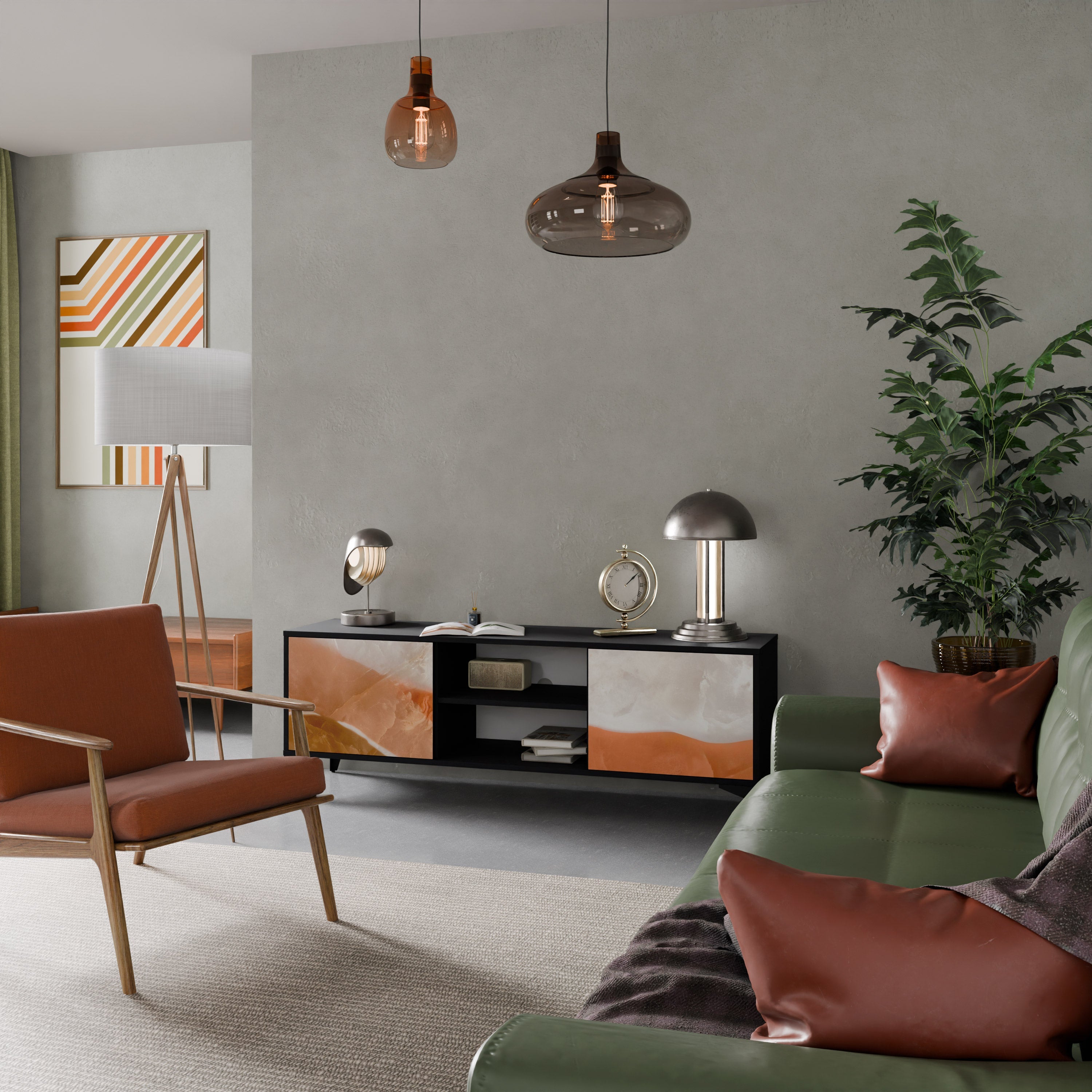 SANDHILLS SPLENDOUR 2-Door TV Stand in Black Finish