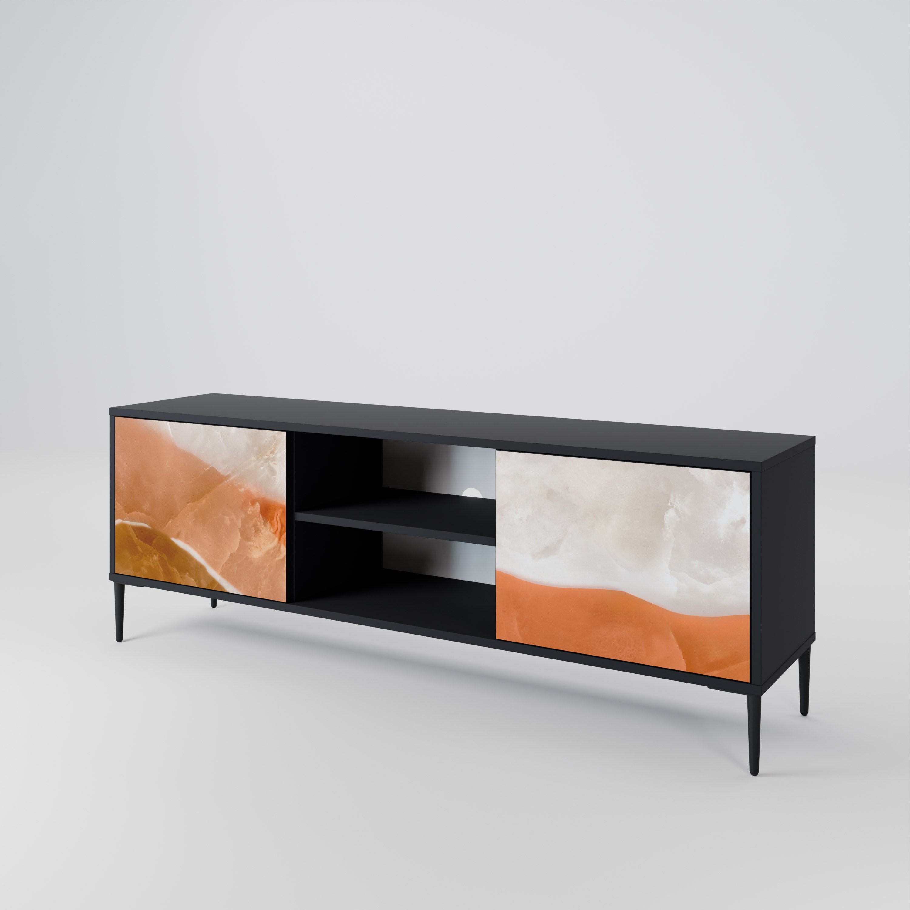 SANDHILLS SPLENDOUR Móvel de TV com 2 Portas em Acabamento Preto