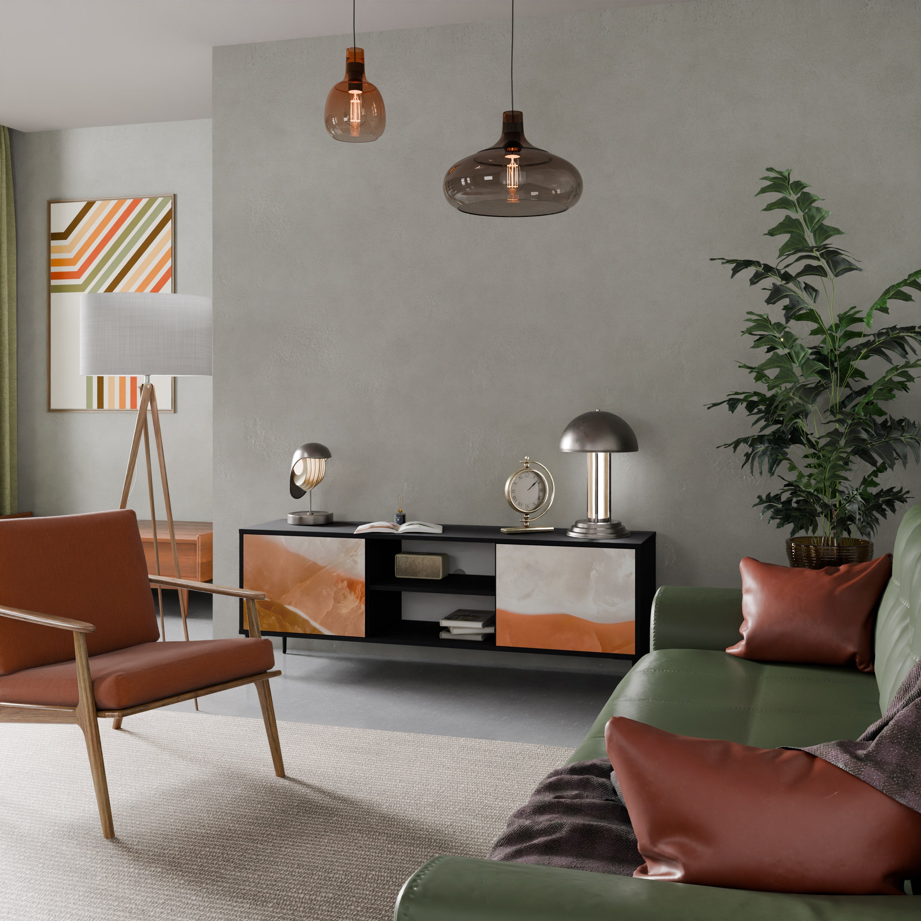 SANDHILLS SPLENDOUR Móvel de TV com 2 Portas em Acabamento Preto