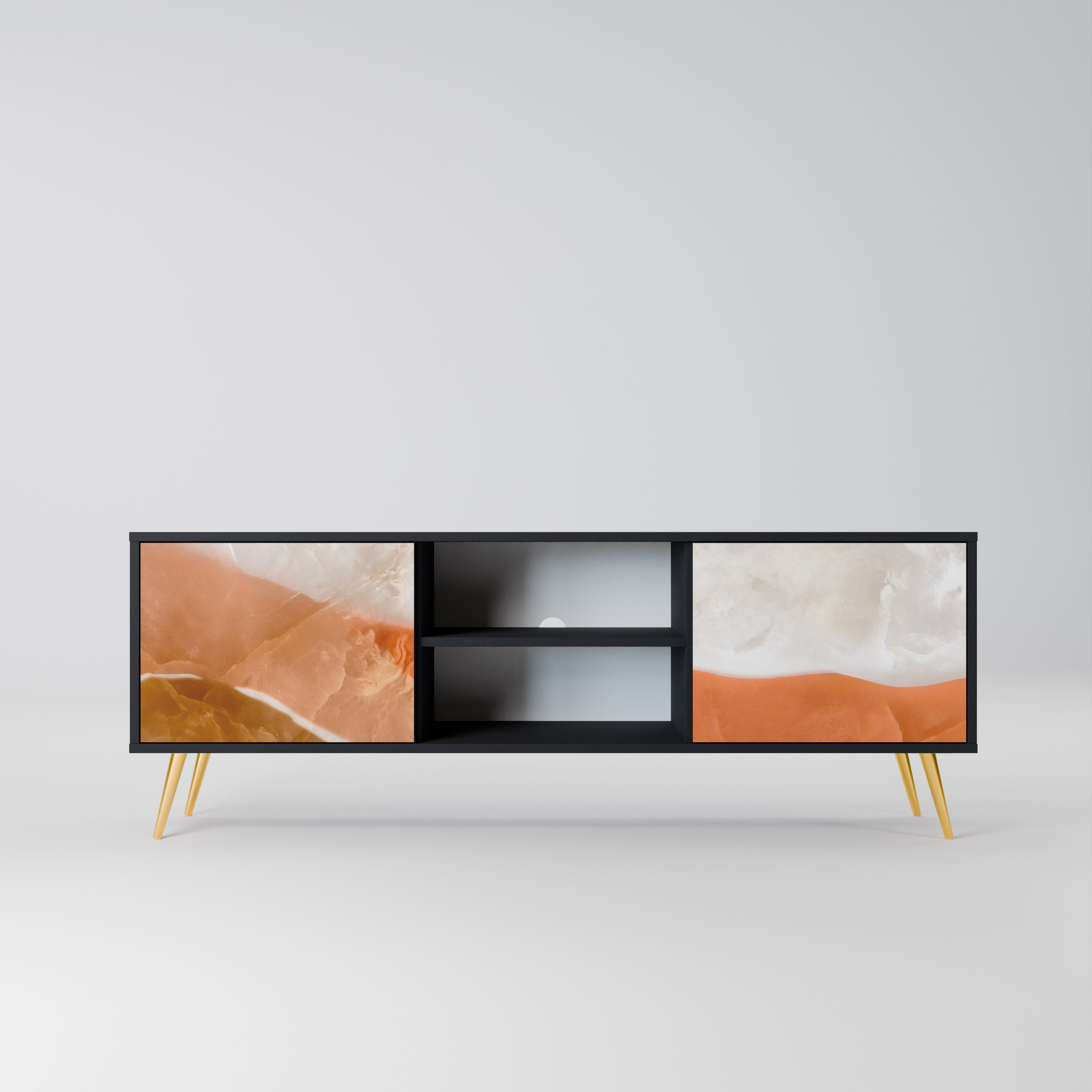 SANDHILLS SPLENDOUR Móvel de TV com 2 Portas em Acabamento Preto