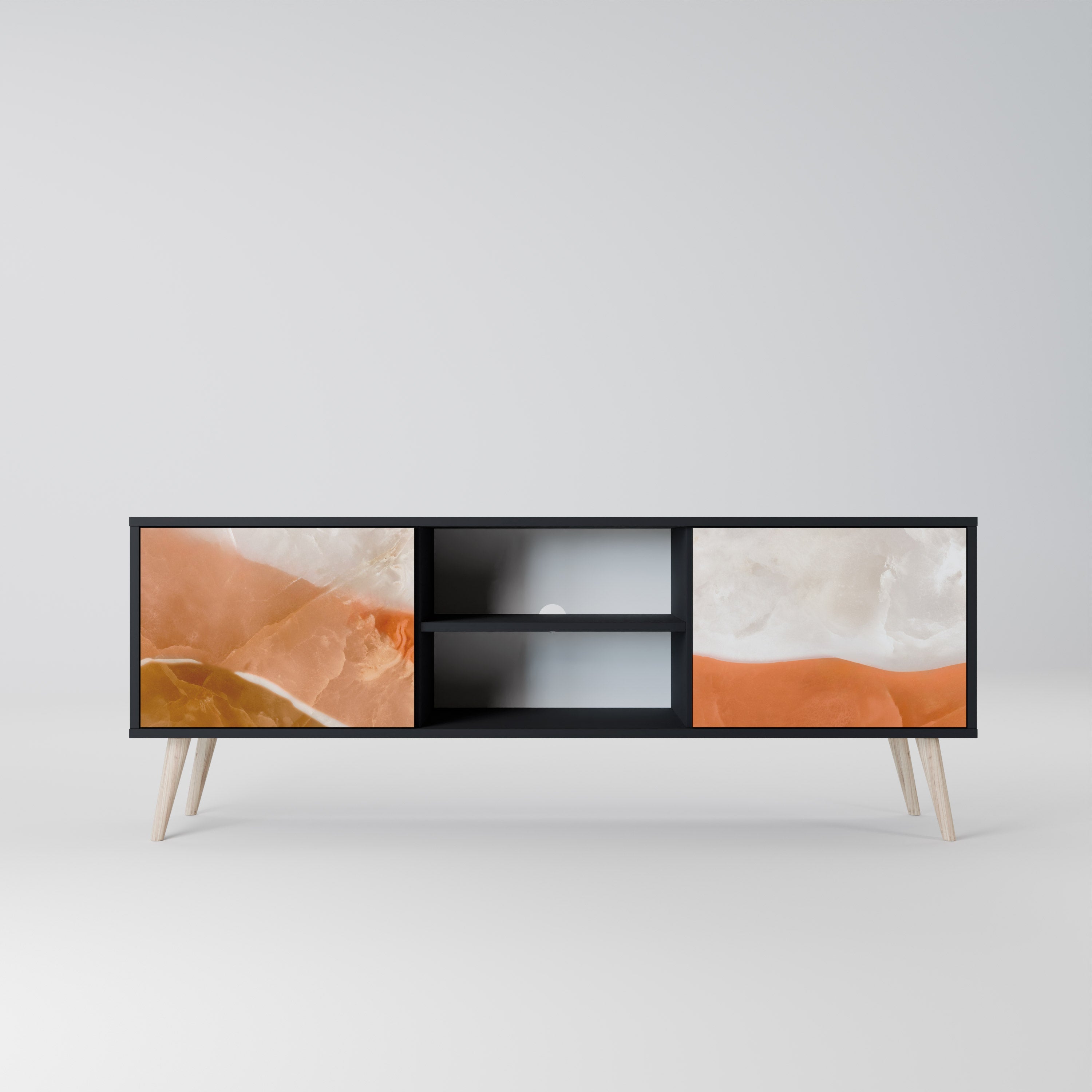 SANDHILLS SPLENDOUR Móvel de TV com 2 Portas em Acabamento Preto