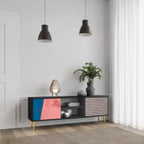 GLAMOROUS STRIPE Móvel de TV com 2 Portas em Acabamento Preto