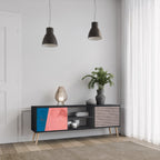 GLAMOROUS STRIPE Móvel de TV com 2 Portas em Acabamento Preto