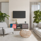 GLAMOROUS STRIPE Móvel de TV com 2 Portas em Acabamento Preto