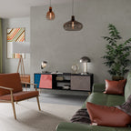 GLAMOROUS STRIPE Móvel de TV com 2 Portas em Acabamento Preto