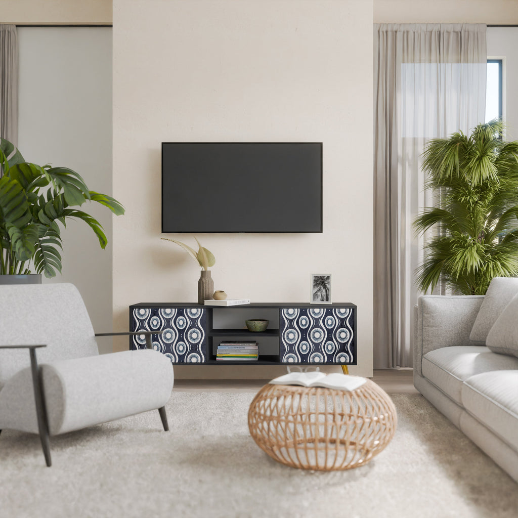 GRAPHITE EYES Móvel de TV com 2 Portas em Acabamento Preto