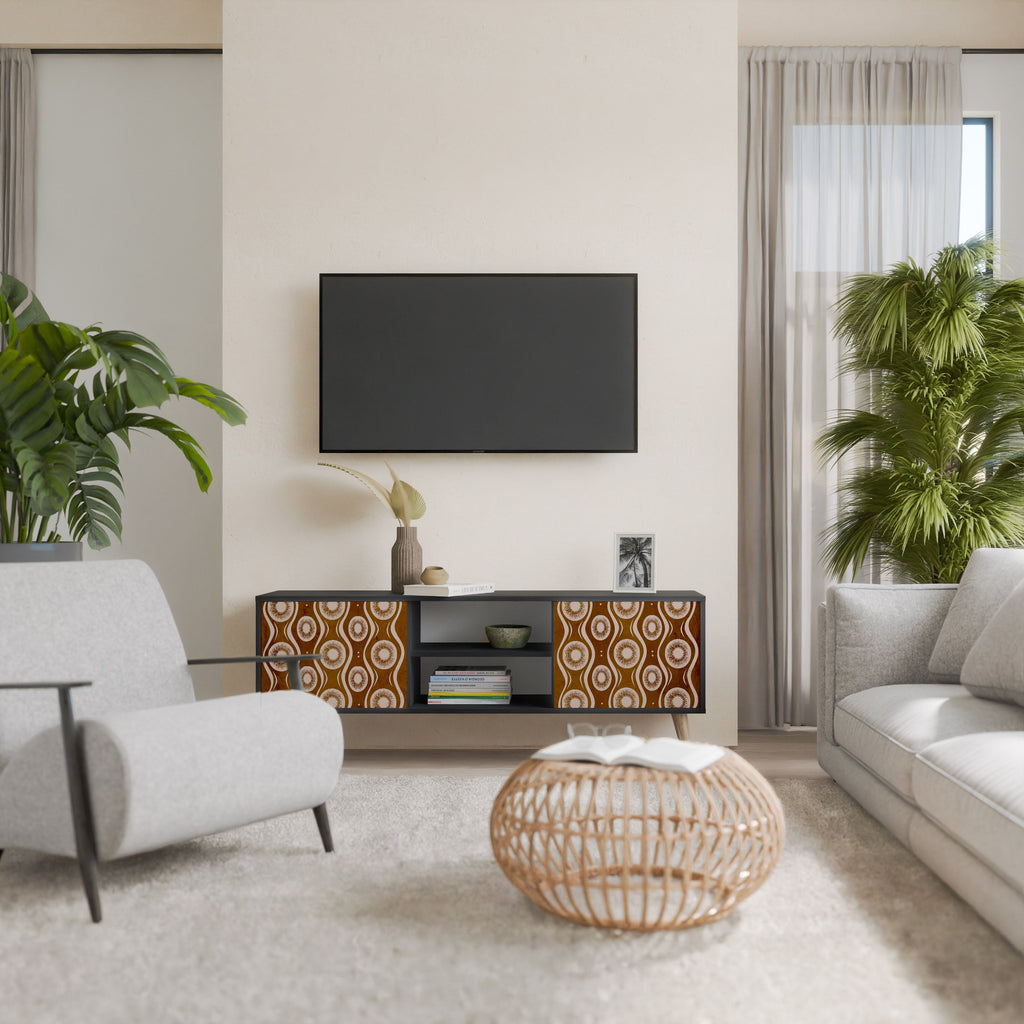 BROWN EYES Móvel de TV com 2 Portas em Acabamento Preto