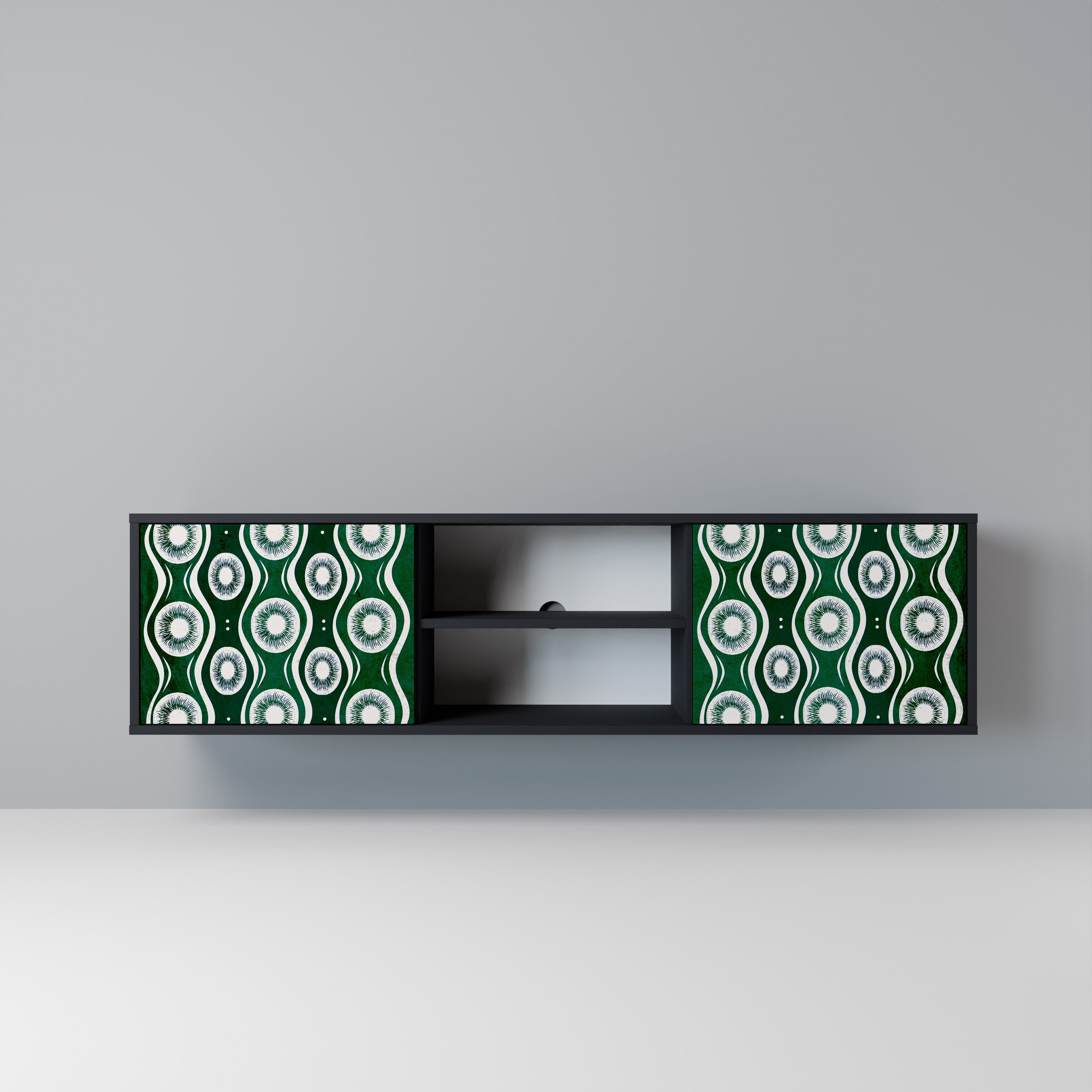 GREEN EYES Móvel de TV com 2 Portas em Acabamento Preto
