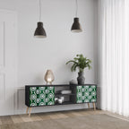 GREEN EYES Móvel de TV com 2 Portas em Acabamento Preto