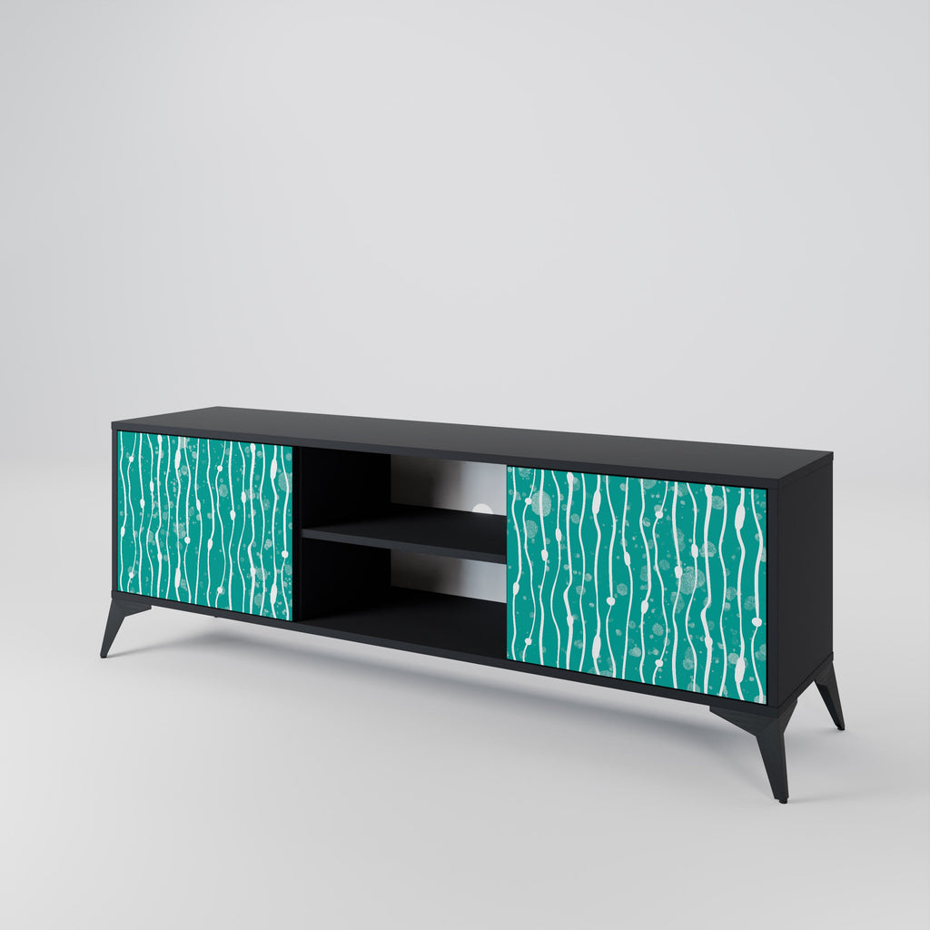 TURQUOISE RAIN 2-Door TV Stand in Black Finish