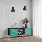 TURQUOISE RAIN 2-Door TV Stand in Black Finish