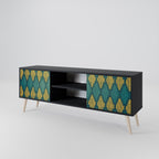 POLYGONS Móvel de TV com 2 Portas em Acabamento Preto