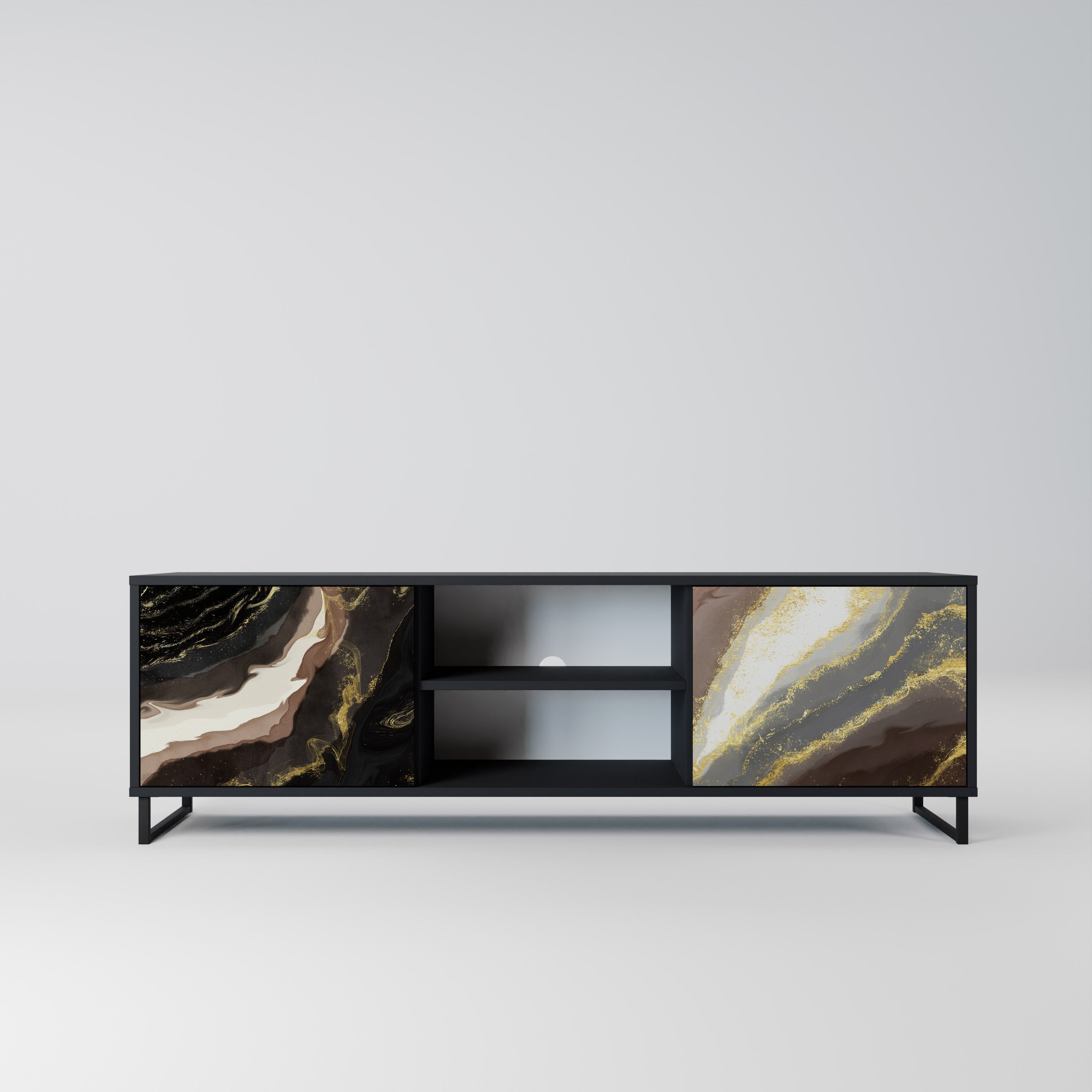 GOLD DUST Móvel de TV com 2 Portas em Acabamento Preto